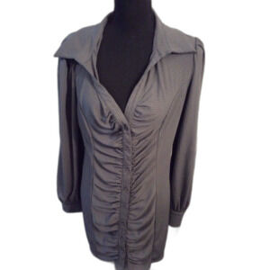 Kittenish Plus size XXL Front Button Ruche Dark Gray Mini Dress JJD